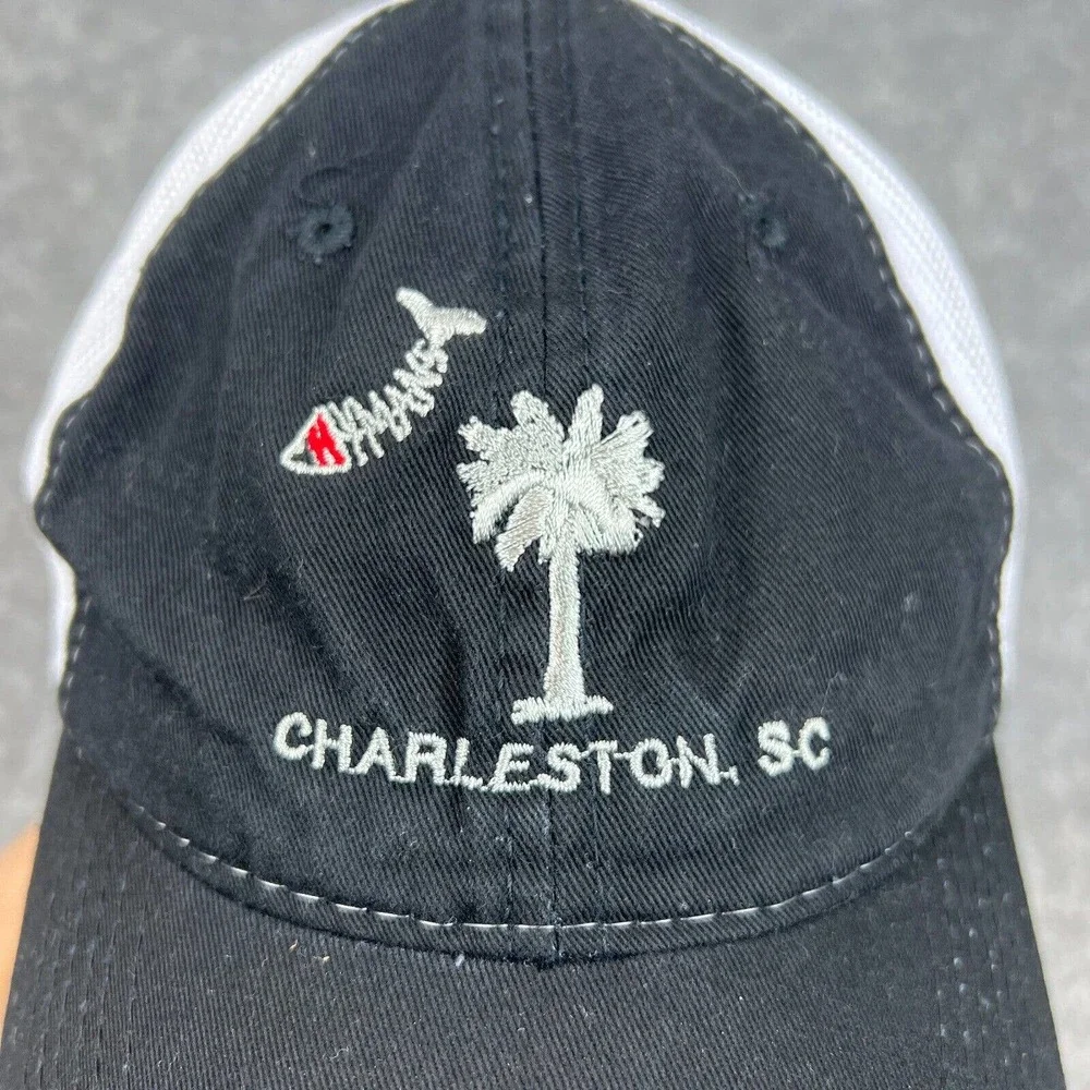 Charleston SC Hat Black White South Carolina Dad Cap Strapback Mesh Back‎ OSFM